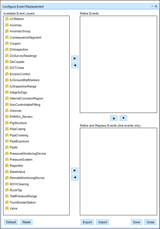 Opening the Configure Event Replacement widget Opening the Configure Event Replacement widget