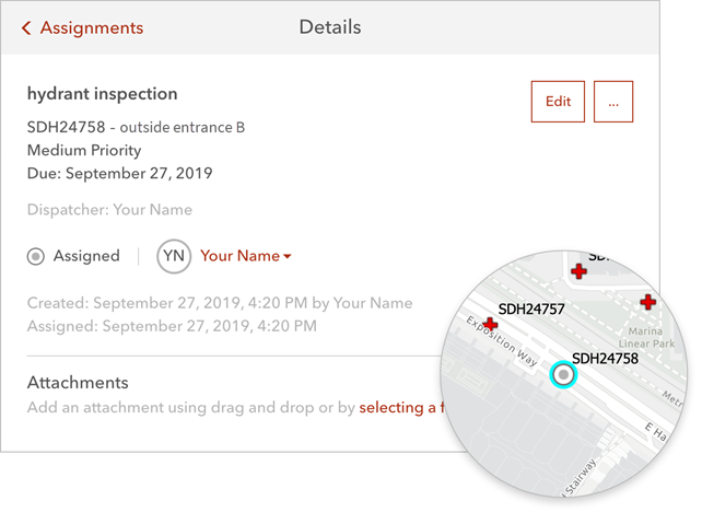 Assignment details and the assignment on the map Assignment details and the assignment on the map